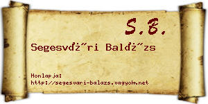Segesvári Balázs névjegykártya